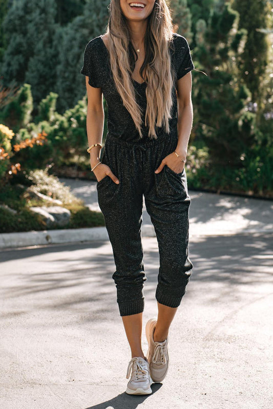 Pocket Casual Drawstring High Waisted Jumpsuit